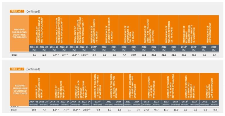 Leia mais sobre o artigo Brasil alcança índice que o retira oficialmente do Mapa da Fome, segundo relatório SOFI 2025