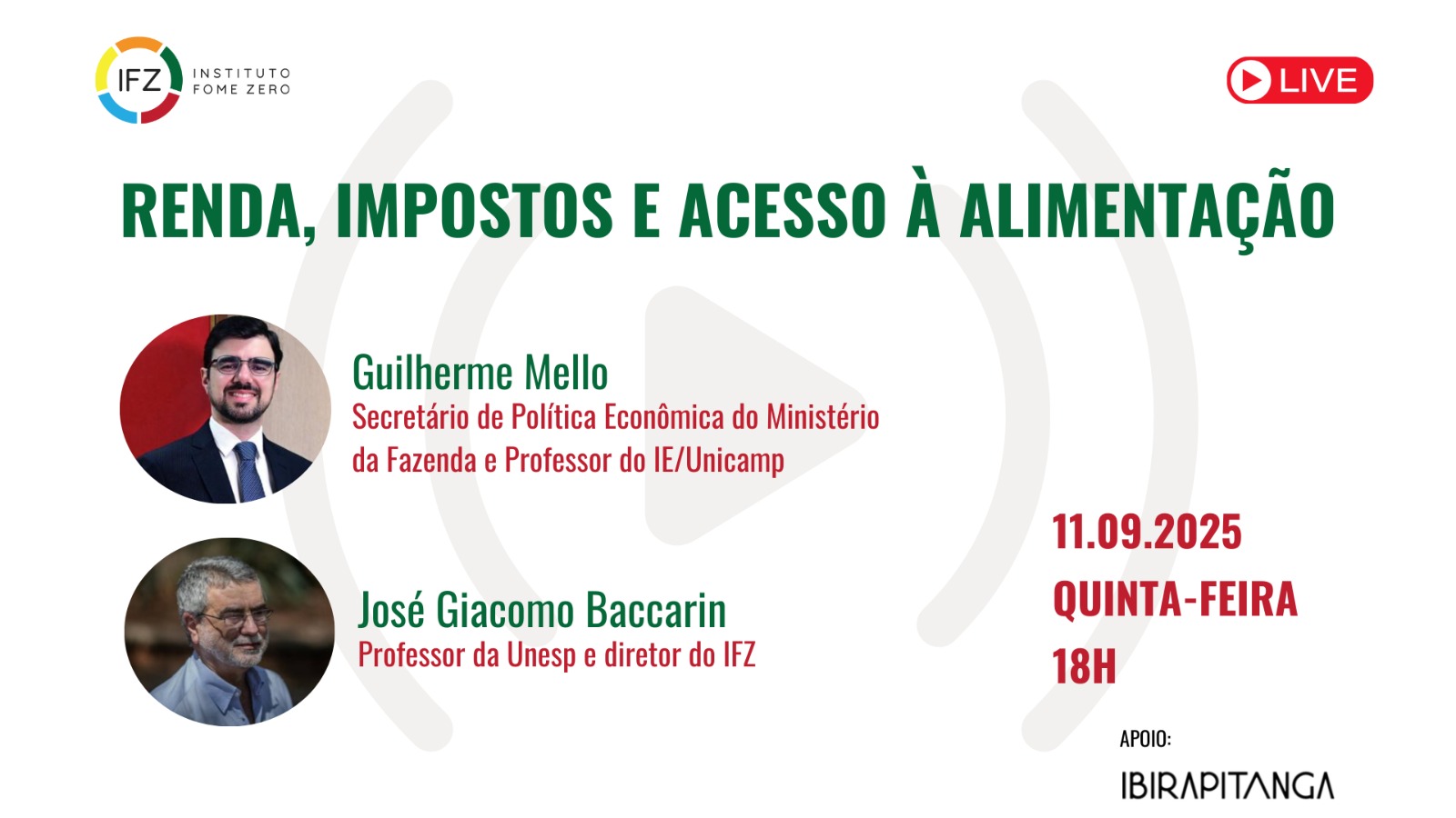 20250911 LIVE THUMB Renda, impostos e acesso à alimentação