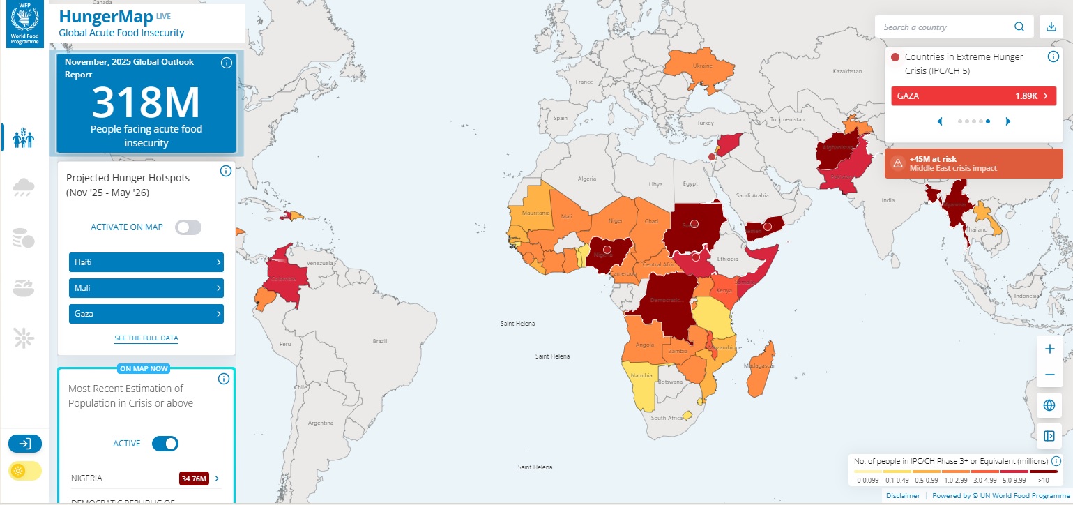 Leia mais sobre o artigo Programa Mundial de Alimentos da ONU lança o Mapa da Fome em tempo real