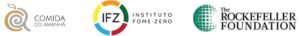 Logos of Comida do Amanhã, IFZ Instituto Fome Zero, and The Rockefeller Foundation side by side at the top.