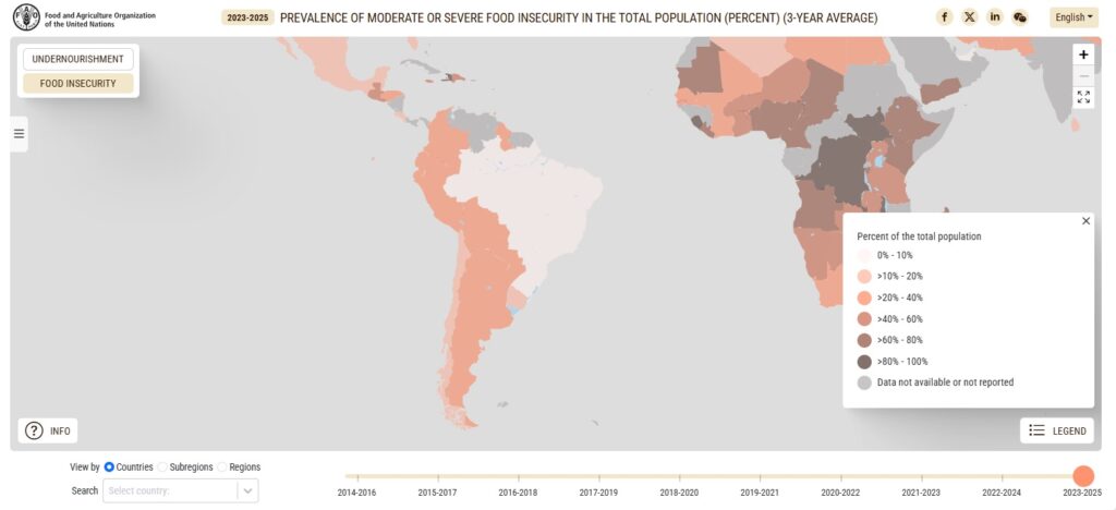 Mapa da Insegurança Alimentar da ONU 2025