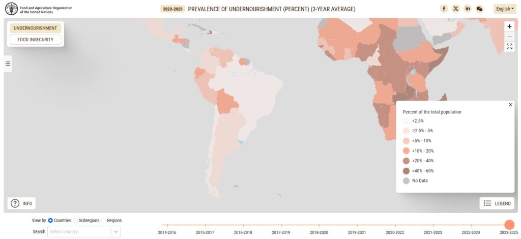 Mapa da Subnutrição da ONU 2025